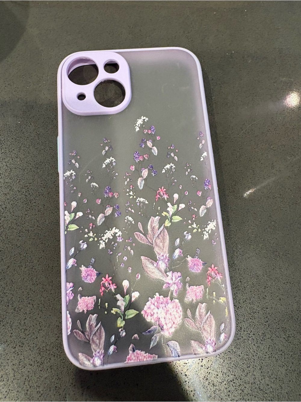 Purple Floral Transparent Phone Case with Lilac Trim